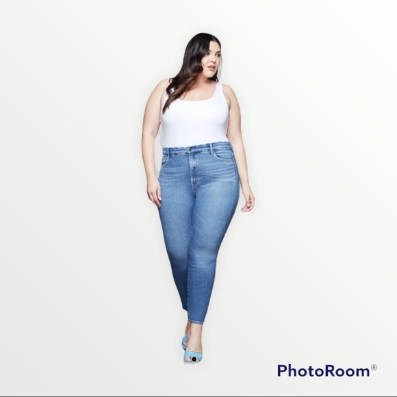 NWT GOOD AMERICAN x REVOLVE Good Curve Skinny Crop Medium Wash Jeans, Size 24 - Picture 3 of 15